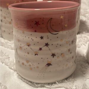 Pink and White Starry Ceramic Mug